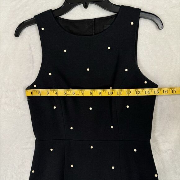 Tibi Black Ivory Beaded Mini Dress Size 4 Cutout Back Polka Dot Retro Sleeveless - Picture 8 of 16